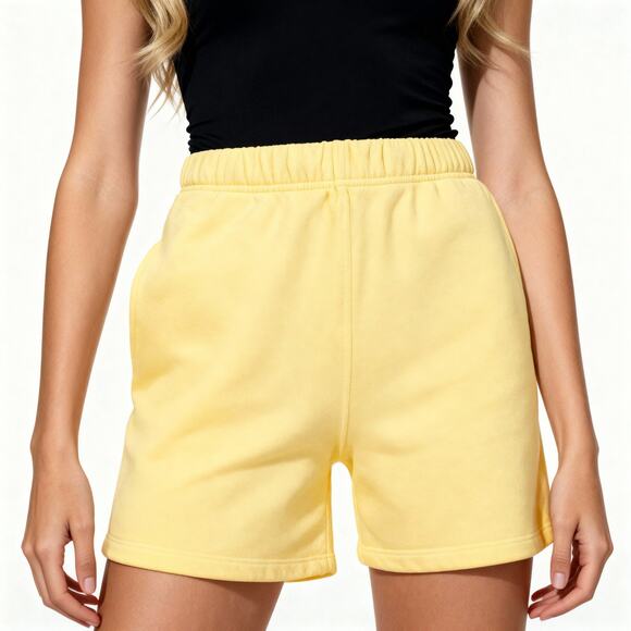 Mate The Label Shorts Medium Yellow Fleece Pocket NWT Athleisure Loungewear - Picture 11 of 12